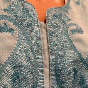 Gorgeous boho aqua blue XXL tunic top with embroidery on the neck and cuffs.